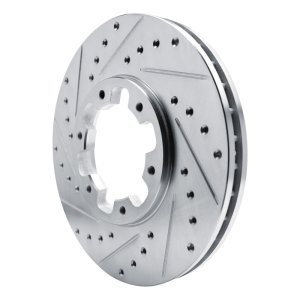 Infiniti QX4 Brake Rotor (1) - Front Left - R1 Concepts - Drilled & Slotted - Silver - `96-`04